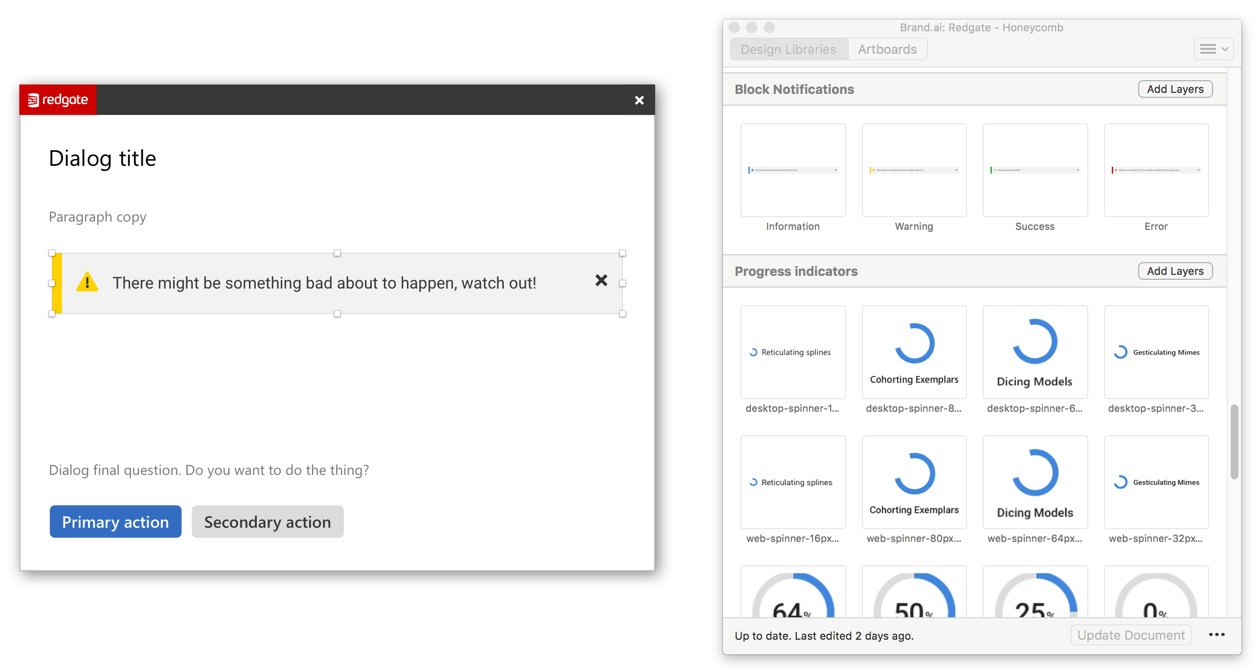 Building a dialog with the Honeycomb Sketch design library in action