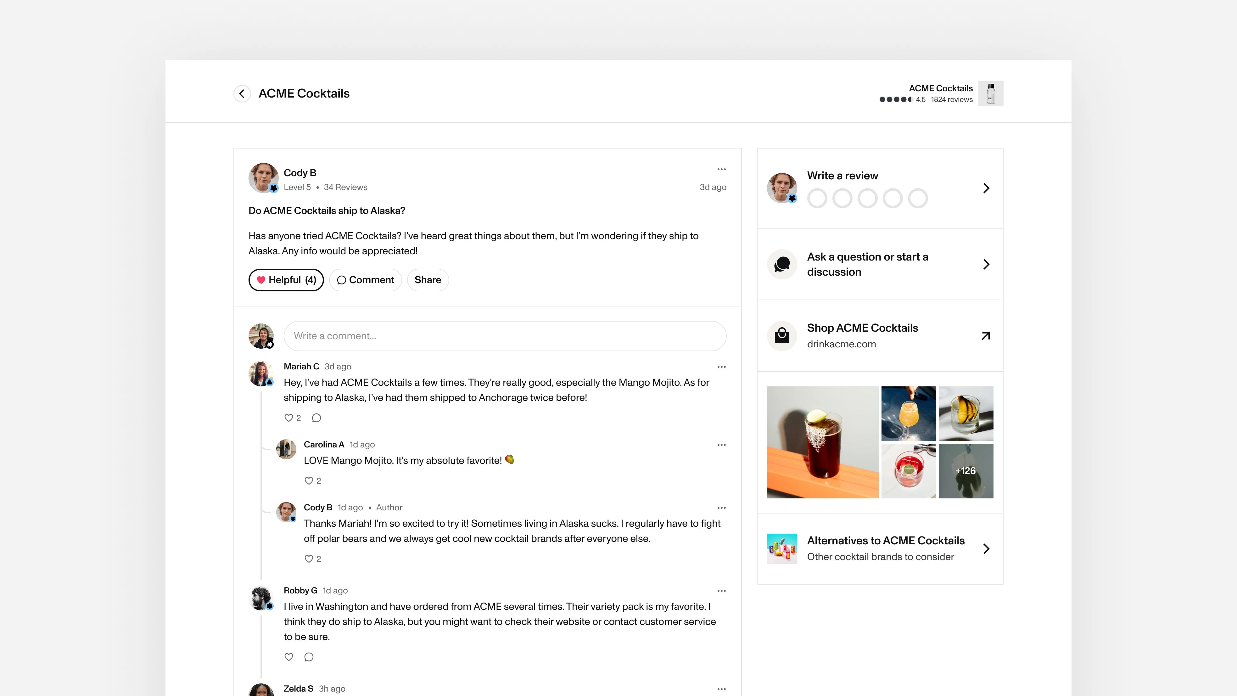 Reading posts and threads on Thintesting, Desktop