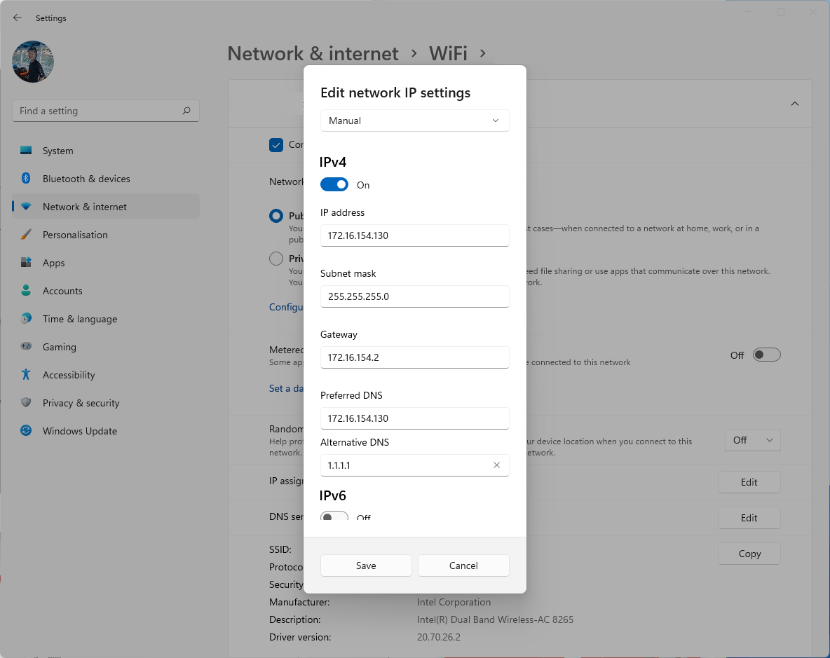 Windows 11 IP address settings